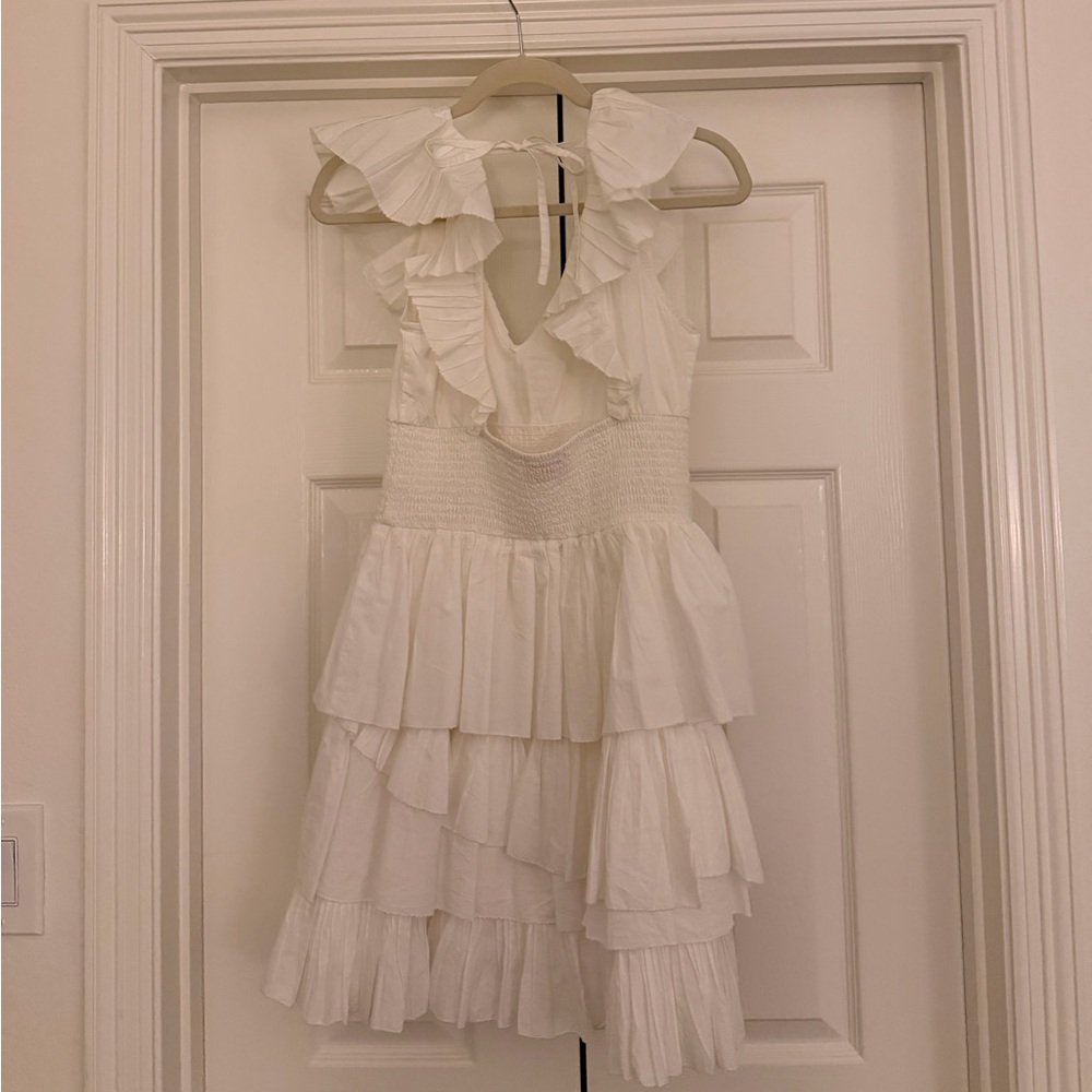 Chic White Ruffled Mini Dress - Picture 2 of 5